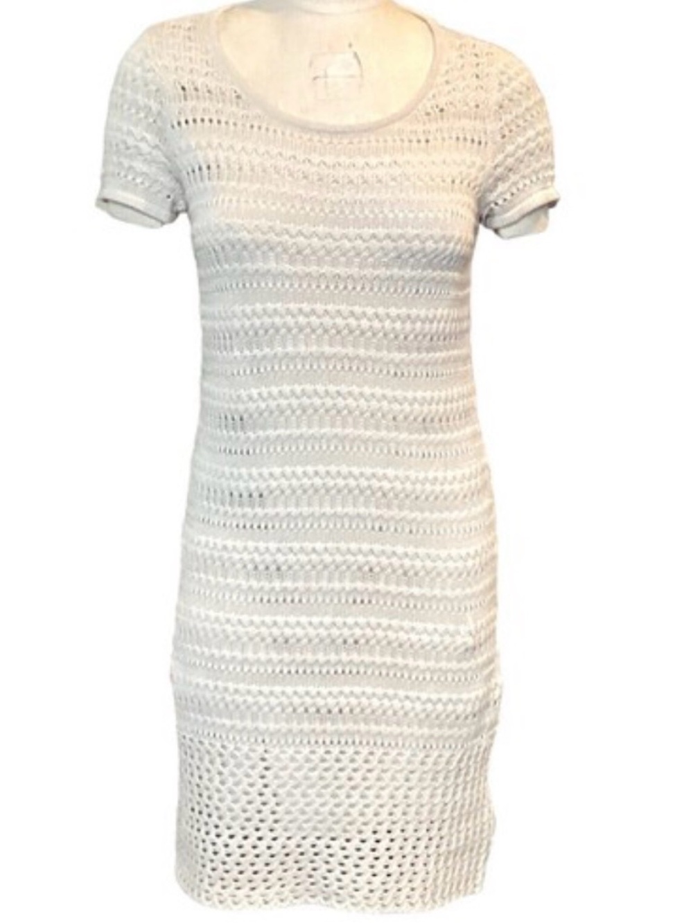 Daisy Fuentes Oatmeal Crochet Knit Dress Size S